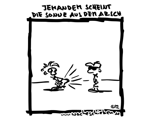 jemandem scheint die Sonne aus dem Arsch