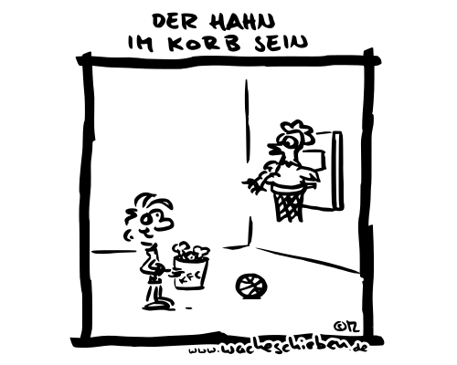 der Hahn im Korb sein